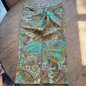 ETRO Paisley Print Pants in Green Purple Yellow 48